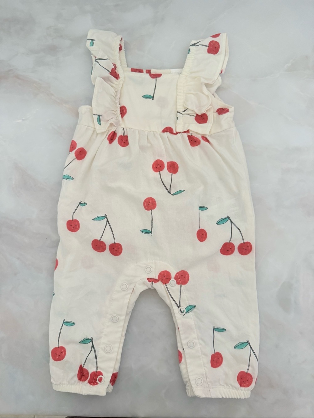 Carter's Cream Romper with Red Cherry Print